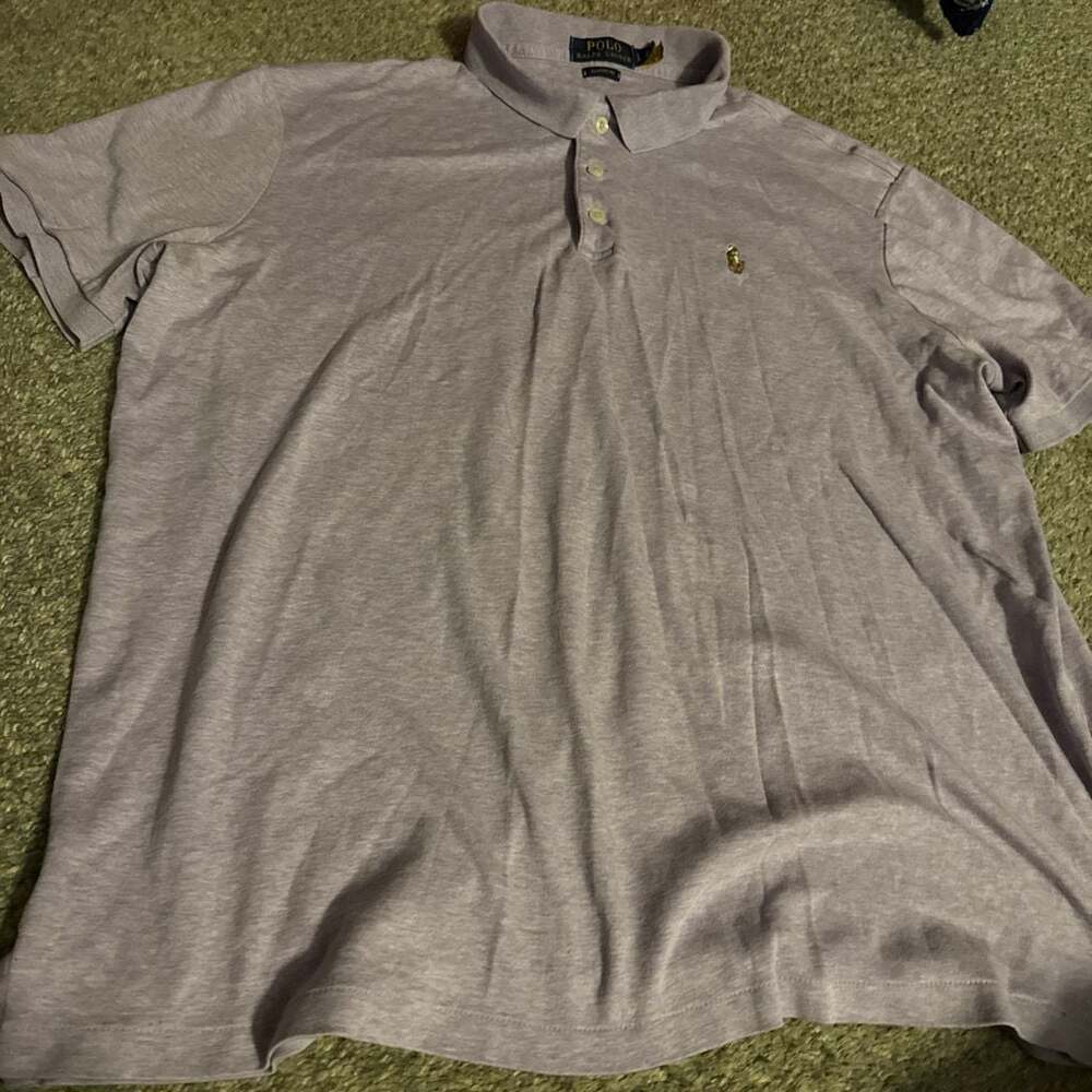 Polo Ralph Lauren Men's Short Sleeve Heathered Purple Cotton Polo Shirt Large